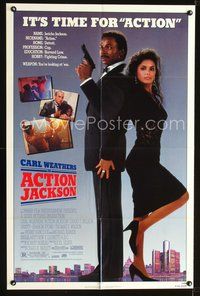 3f017 ACTION JACKSON one-sheet poster '88 Carl Weathers, Craig T. Nelson, Sharon Stone, sexy Vanity!