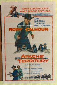 3f039 APACHE TERRITORY one-sheet '58 Rory Calhoun w/ pistol drawn, from Louis L'Amour's novel!