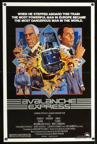 3f054 AVALANCHE EXPRESS one-sheet movie poster '79 Lee Marvin, Robert Shaw, L. Salle action artwork!