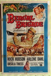 3f079 BENGAL BRIGADE one-sheet poster '54 Rock Hudson & Arlene Dahl romancing and fighting in India!