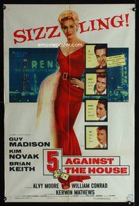 3g008 5 AGAINST THE HOUSE one-sheet '55 great art of super sexy Kim Novak gambling in Reno Nevada!