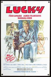 3g023 AMAZING DOBERMANS 1sheet R78 cool art of Fred Astaire, James Franciscus, Barbara Eden, Lucky!