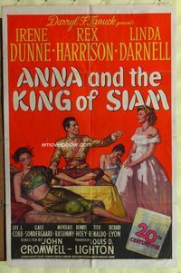 3g033 ANNA & THE KING OF SIAM one-sheet '46 pretty Irene Dunne, Rex Harrison & sexy Linda Darnell!