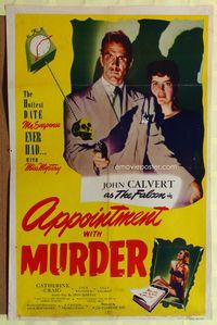 3g036 APPOINTMENT WITH MURDER 1sh '48 Calvert as The Falcon makes a date w/the thrill of his life!