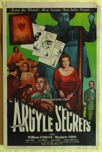 3g037 ARGYLE SECRETS one-sheet poster '48 film noir from the world's most sinister best-seller!