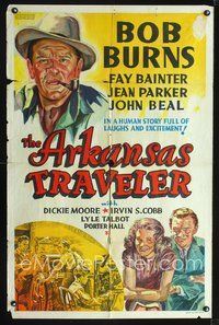 3g039 ARKANSAS TRAVELER other company one-sheet '38 great artwork of Bob Burns with pipe in mouth!