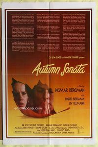 3g052 AUTUMN SONATA reviews style one-sheet '78 Ingmar & Ingrid Bergman, cool faces in leaf design!