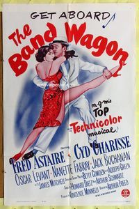 3g067 BAND WAGON one-sheet movie poster R63 cool art of Fred Astaire dancing with sexy Cyd Charisse!