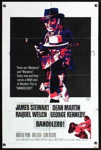 3g068 BANDOLERO one-sheet movie poster '68 sexy Raquel Welch, Dean Martin, James Stewart