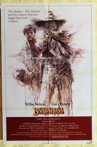 3g070 BARBAROSA one-sheet movie poster '82 great art of Gary Busey & Willie Nelson with smoking gun!