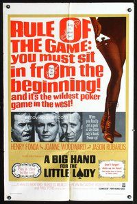 3g098 BIG HAND FOR THE LITTLE LADY one-sheet '66 Henry Fonda, Joanne Woodward, wildest poker game!