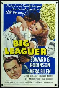 3g099 BIG LEAGUER one-sheet movie poster '53 Edward G. Robinson, baseball, great art of Vera-Ellen!
