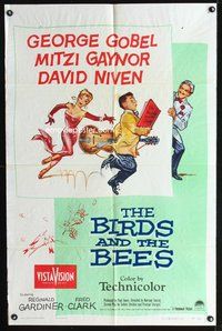 3g103 BIRDS & THE BEES one-sheet poster '56 wacky art of George Gobel, Mitzi Gaynor, & David Niven!