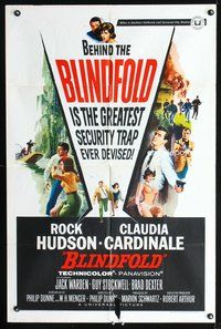3g114 BLINDFOLD one-sheet '66 Rock Hudson, Claudia Cardinale, greatest security trap ever devised!