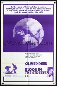3g118 BLOOD IN THE STREETS one-sheet '73 Revolver, makes 'Death Wish' look like wishful thinking!