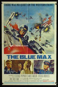 3g120 BLUE MAX one-sheet poster '66 great artwork of WWI fighter pilot George Peppard in dogfight!