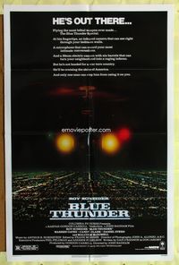 3g122 BLUE THUNDER one-sheet poster '83 Roy Scheider, Warren Oates, cool helicopter over city image!