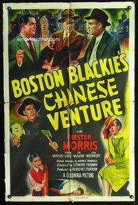 3g133 BOSTON BLACKIE'S CHINESE VENTURE one-sheet poster '49 detective Chester Morris in Chinatown!