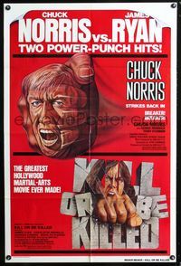 3g137 BREAKER BREAKER/KILL OR BE KILLED one-sheet '80 Chuck Norris, James Ryan, cool kung fu art!
