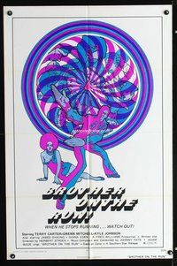 3g140 BROTHER ON THE RUN 1sh '73 Terry Carter as Boots Turner, crazy psychedelic artwork by Fritz!