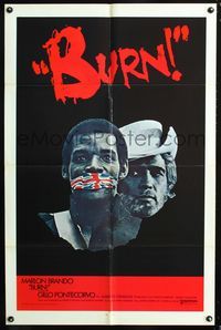 3g148 BURN int'l one-sheet '70 Marlon Brando profiteers from war, directed by Gillo Pontecorvo!
