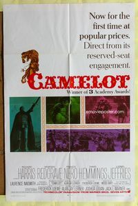 3g157 CAMELOT one-sheet poster '68 Richard Harris as King Arthur, Vanessa Redgrave as Guenevere!