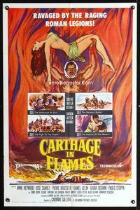 3g165 CARTHAGE IN FLAMES one-sheet poster '60 Cartagine in Fiamme, Anne Heywood, sexy pulp art!