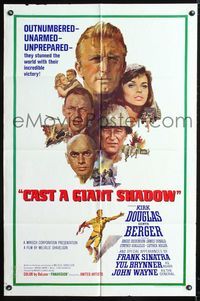 3g168 CAST A GIANT SHADOW 1sheet '66 cool Terpning art of Kirk Douglas, John Wayne & Frank Sinatra!