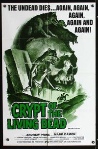 3g198 CRYPT OF THE LIVING DEAD one-sheet '73 La tumba de la isla maldita, wild Joe Smith horror art!