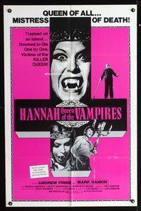 3g199 CRYPT OF THE LIVING DEAD one-sheet '73 Hannah: Queen of the Vampires, wacky female vampire!