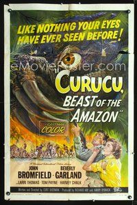 3g200 CURUCU BEAST OF THE AMAZON one-sheet '56 Universal horror, great monster art by Reynold Brown!