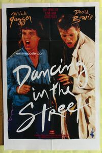 3g205 DANCING IN THE STREET one-sheet '85 great huge image of Mick Jagger & David Bowie singing!