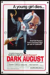 3g209 DARK AUGUST 1sheet '76 a young girl dies & evil powers from a tortured mind go out of control!