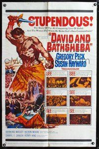3g211 DAVID & BATHSHEBA 1sheet R60 Biblical Gregory Peck broke God's commandment for Susan Hayward!
