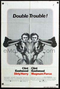 3g223 DIRTY HARRY/MAGNUM FORCE one-sheet '75 Clint Eastwood is Harry Callahan, double trouble!