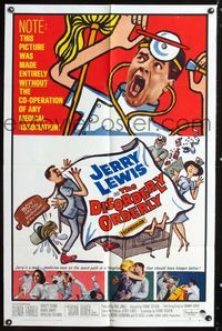 3g224 DISORDERLY ORDERLY one-sheet movie poster '65 artwork of wackiest hospital nurse Jerry Lewis!