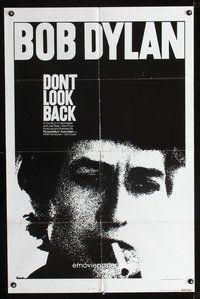 3g229 DON'T LOOK BACK one-sheet movie poster R83 great image of smoking Bob Dylan!