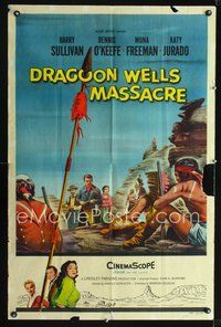 3g232 DRAGOON WELLS MASSACRE one-sheet '57 the blood-stained infamy that set a torch to the West!