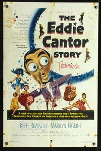 3g242 EDDIE CANTOR STORY one-sheet poster '53 great wacky art of Keefe Brasselle w/sexy dancers!