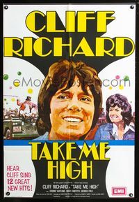 3g834 TAKE ME HIGH English 1sh '73 cool artwork of Cliff Richard, Debbie Watling, & Hugh Griffith!