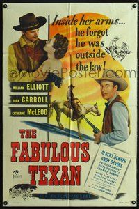 3g259 FABULOUS TEXAN one-sheet movie poster '48 Wild Bill Elliott, John Carroll, cool western art!