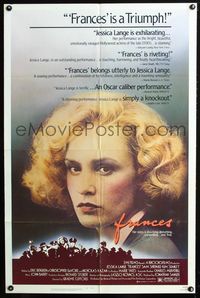 3g298 FRANCES one-sheet movie poster '82 Jessica Lange as cult actress Frances Farmer!
