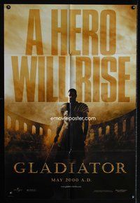 3g317 GLADIATOR teaser one-sheet movie poster '00 great image of gladiator Russell Crowe!