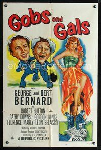 3g319 GOBS & GALS one-sheet movie poster '52 George & Bert Bernard, sexy art of girl in red!