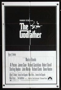 3g320 GODFATHER one-sheet poster '72 Marlon Brando, Al Pacino, Francis Ford Coppola crime classic!