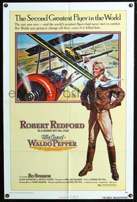 3g329 GREAT WALDO PEPPER 1sheet '75 Robert Redford, Bo Svenson, Susan Sarandon, cool aviation art!