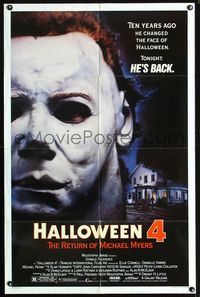 3g337 HALLOWEEN 4 one-sheet movie poster '88 Ten years ago he changed Halloween. Tonight he's back!