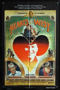 3g349 HEARTS OF THE WEST one-sheet '75 Hollywood cowboy Jeff Bridges, cool art by Richard Hess!