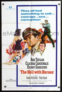 3g352 HELL WITH HEROES one-sheet poster '68 Rod Taylor, Claudia Cardinale, cool Boyle art of cast!