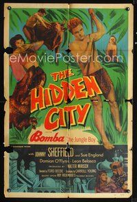 3g358 HIDDEN CITY one-sheet poster '50 great images of Johnny Sheffield as Bomba the Jungle Boy!